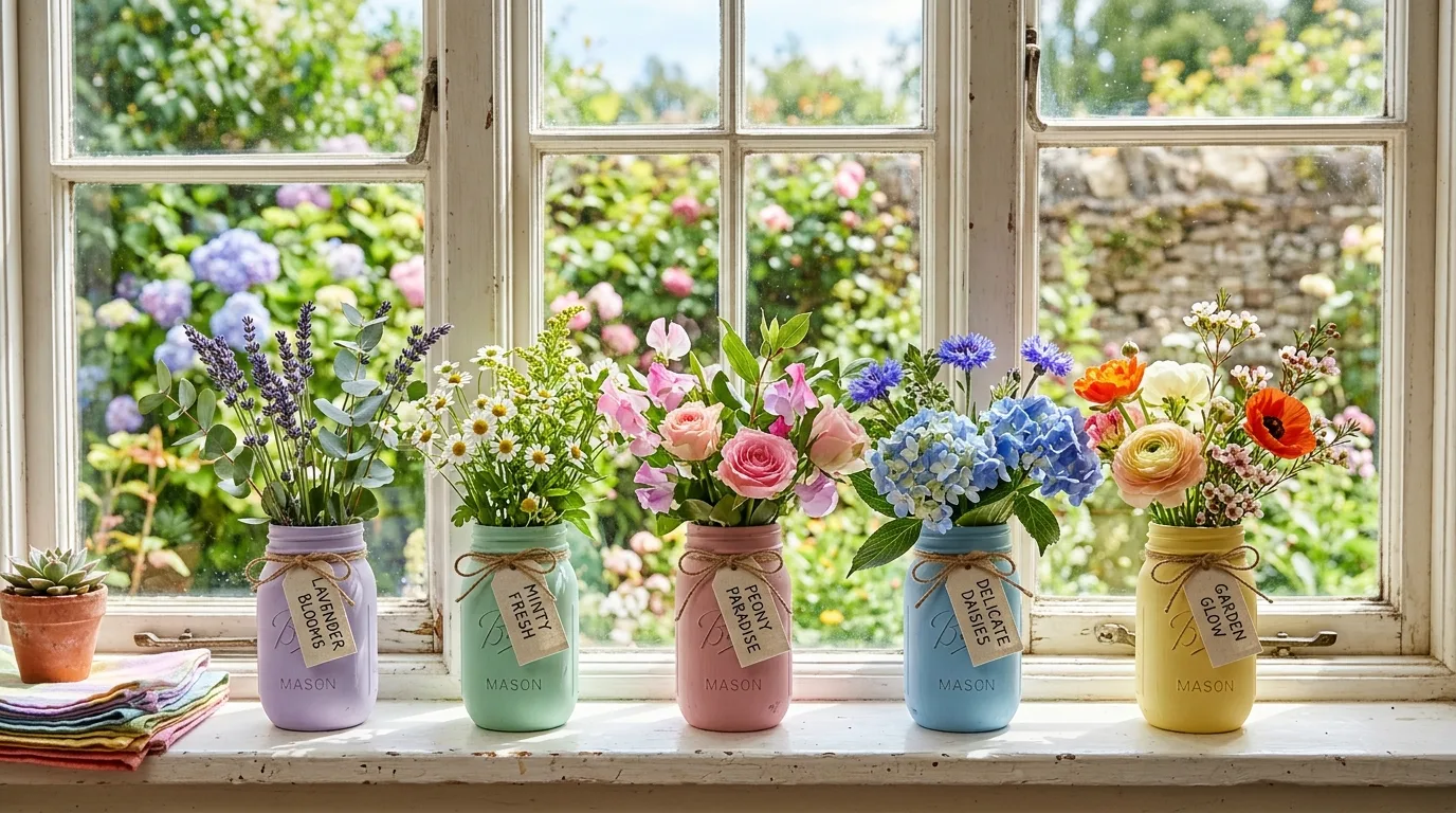 Paint them for easy seasonal color for 12 Creative Mason Jar Crafts for Easy DIY Home Decor