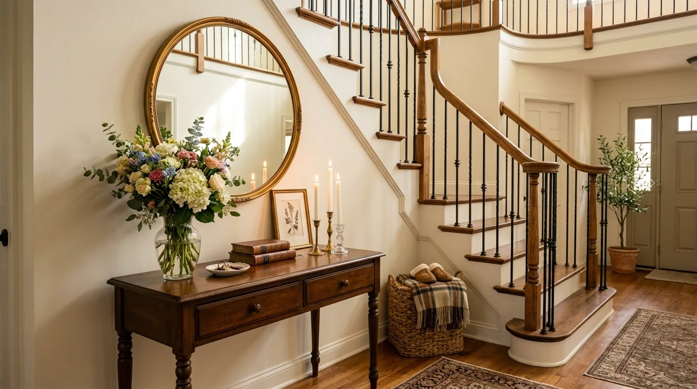 Use mirrors to reflect light for 11 Creative Staircase Decorating Ideas for a Stunning Foyer