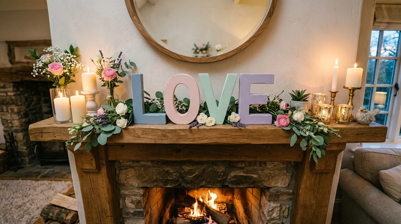 Use wooden letters for a mantel display for 13 Cute Valentine Wood Crafts to Make with Love