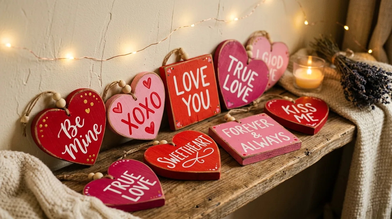 Create bold plaques with hand-lettered phrases for 13 Cute Valentine Wood Crafts to Make with Love
