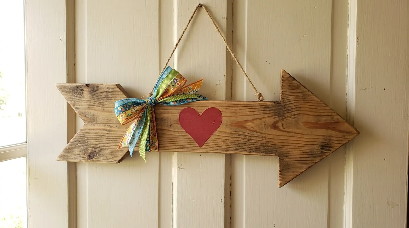 Try arrow wall decor for a farmhouse touch for 13 Cute Valentine Wood Crafts to Make with Love