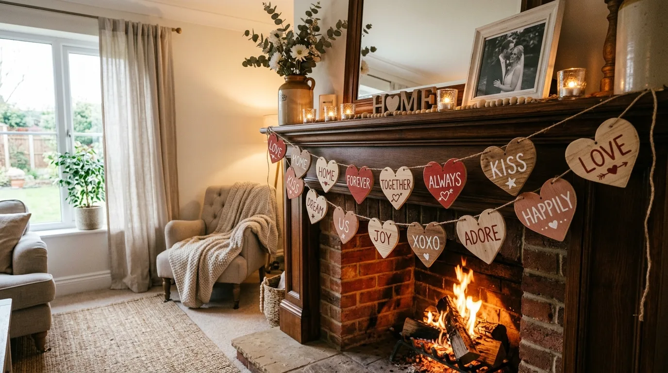 String together a wooden heart garland for 13 Cute Valentine Wood Crafts to Make with Love