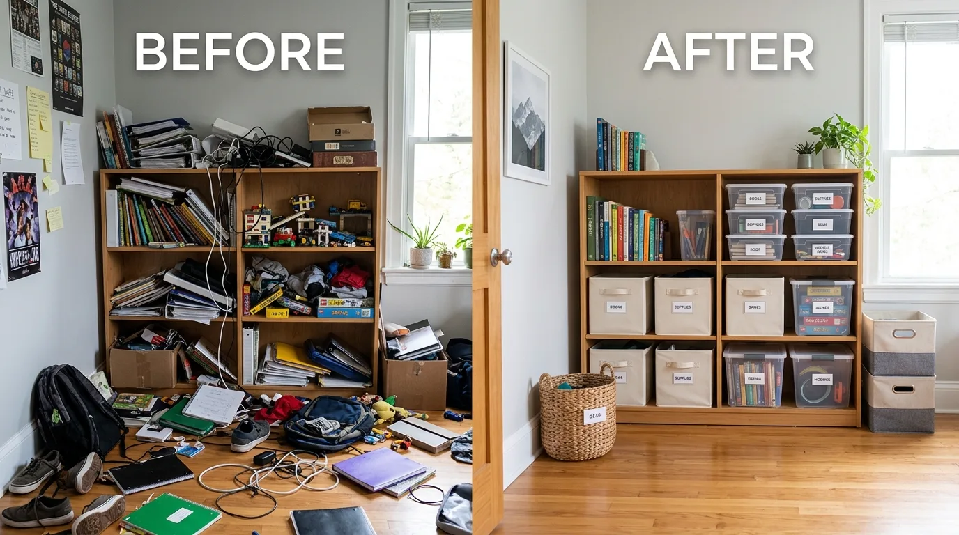 Use labeled bins for temporary sorting for 14 Effective Declutter Your Home Checklist for a Stress-Free Space