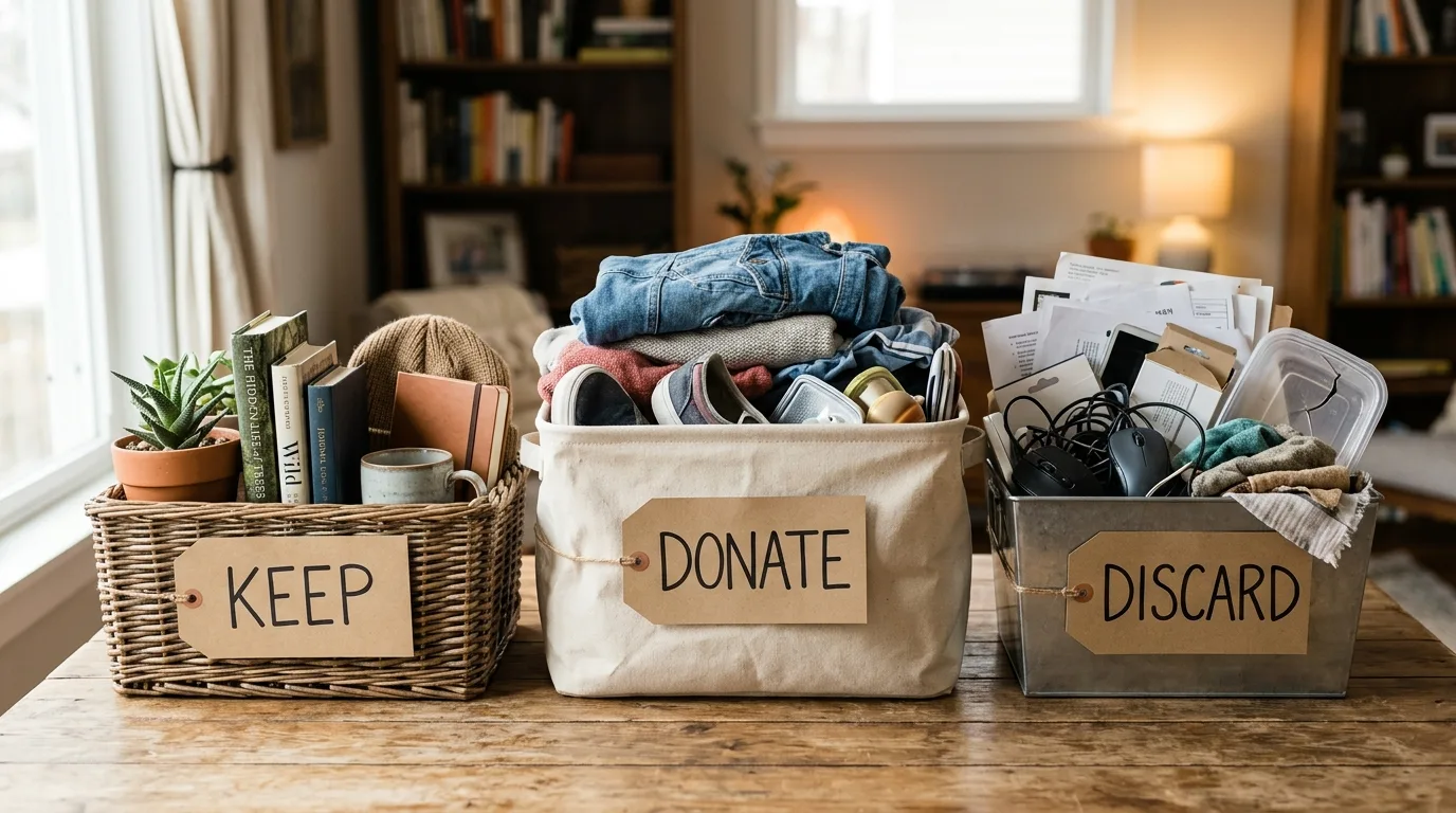 Use clear sorting categories for 13 Life-Changing Tips on How to Declutter Your Home Fast