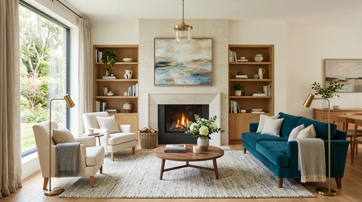Choose one focal point early for 12 Essential Tips on How to Decorate a Living Room from Scratch