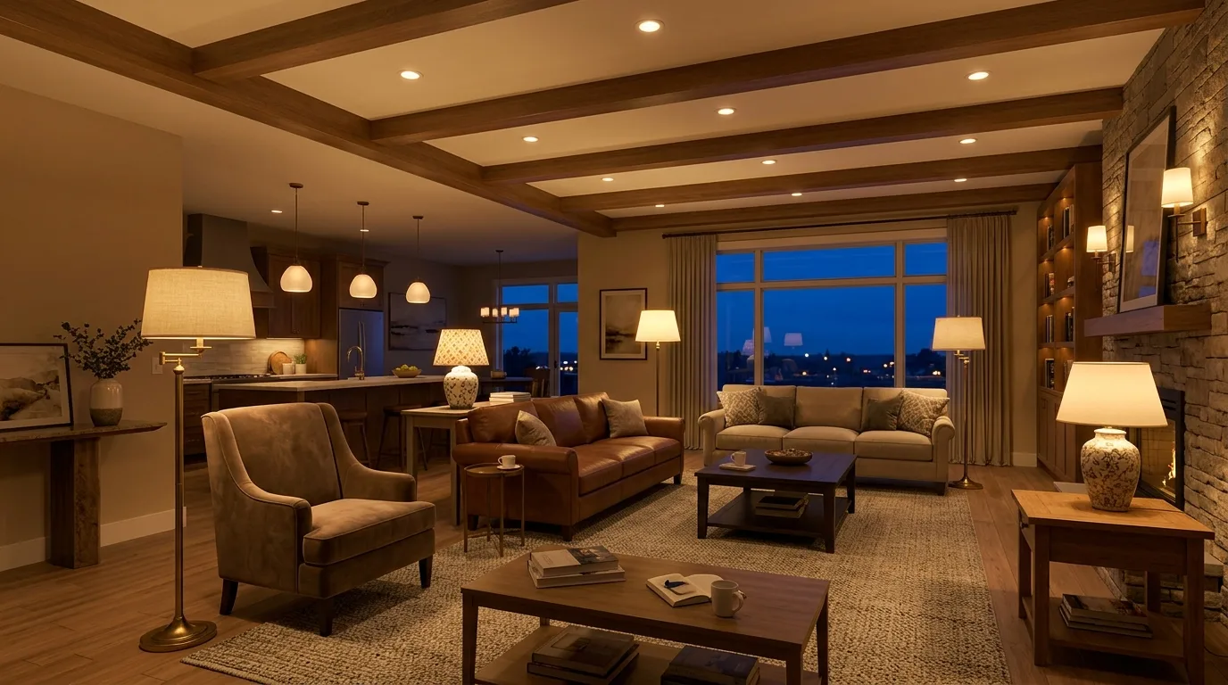 Layer the lighting from the start for 12 Essential Tips on How to Decorate a Living Room from Scratch