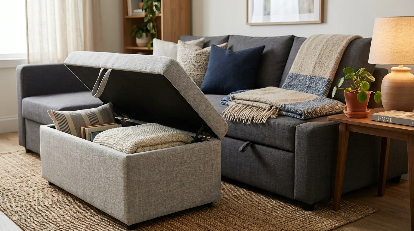 Let multifunctional pieces earn their place for 12 Essential Tips on How to Decorate a Living Room from Scratch