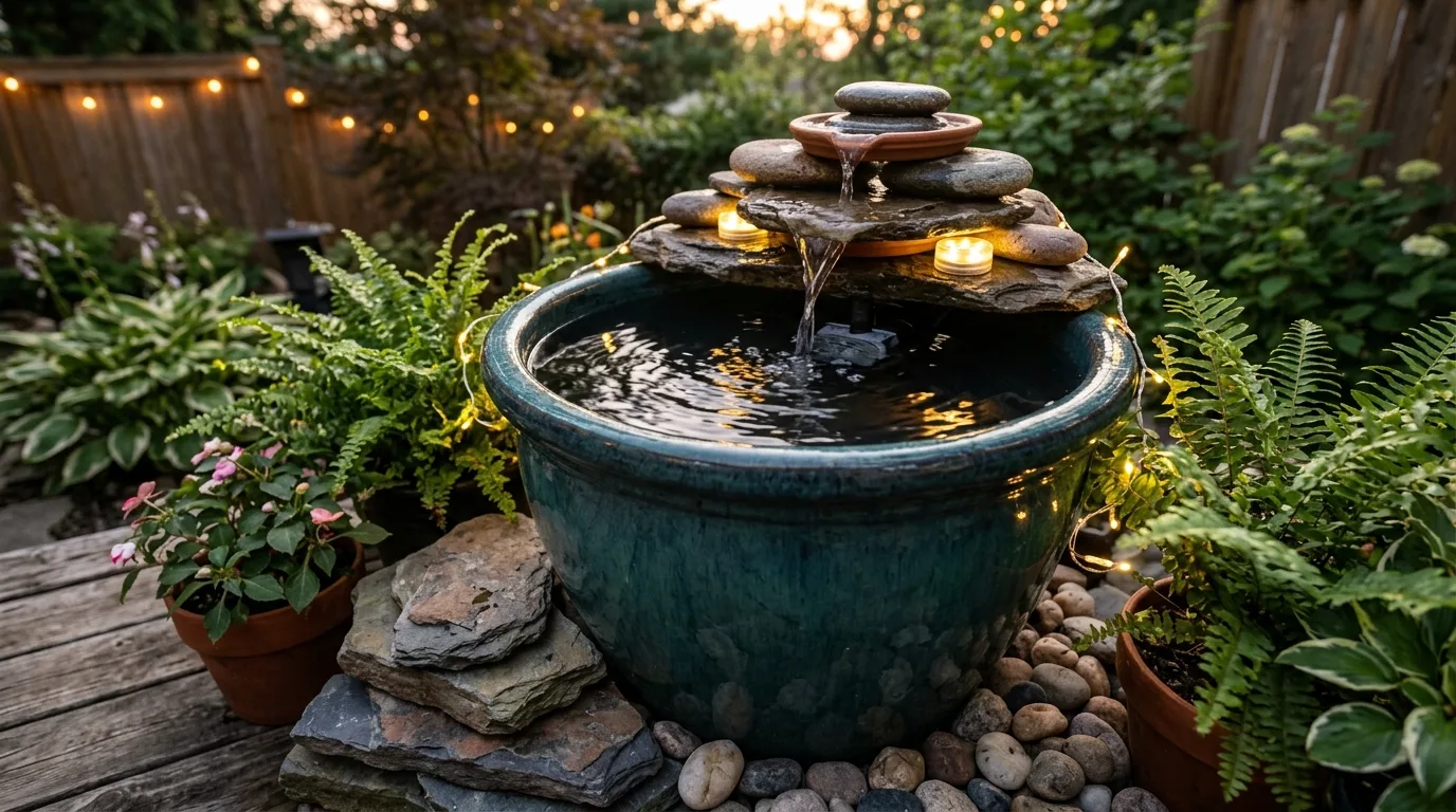 Add a water feature for soothing sound for 13 Simple DIY Backyard Relaxation Ideas for a Staycation Vibe