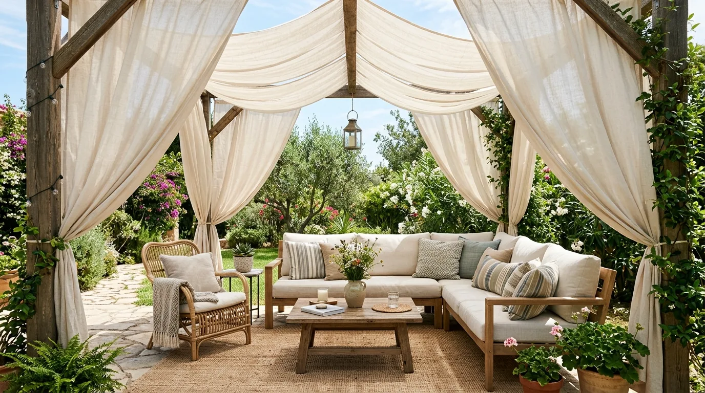 Create a draped lounge nook for 13 Simple DIY Backyard Relaxation Ideas for a Staycation Vibe