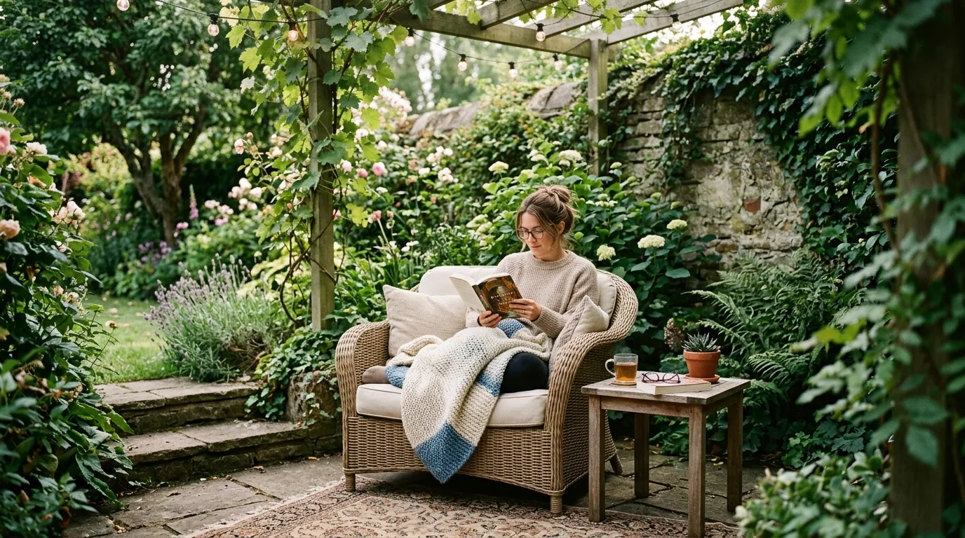 Tuck a reading nook into a quiet corner for 13 Simple DIY Backyard Relaxation Ideas for a Staycation Vibe