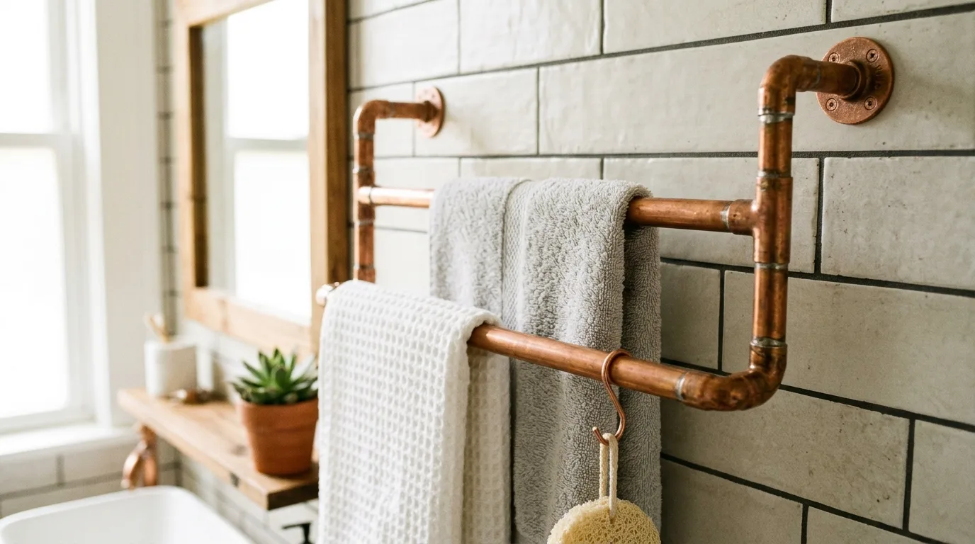 Create a DIY towel rack for 11 Easy DIY Bathroom Ideas for a Weekend Makeover