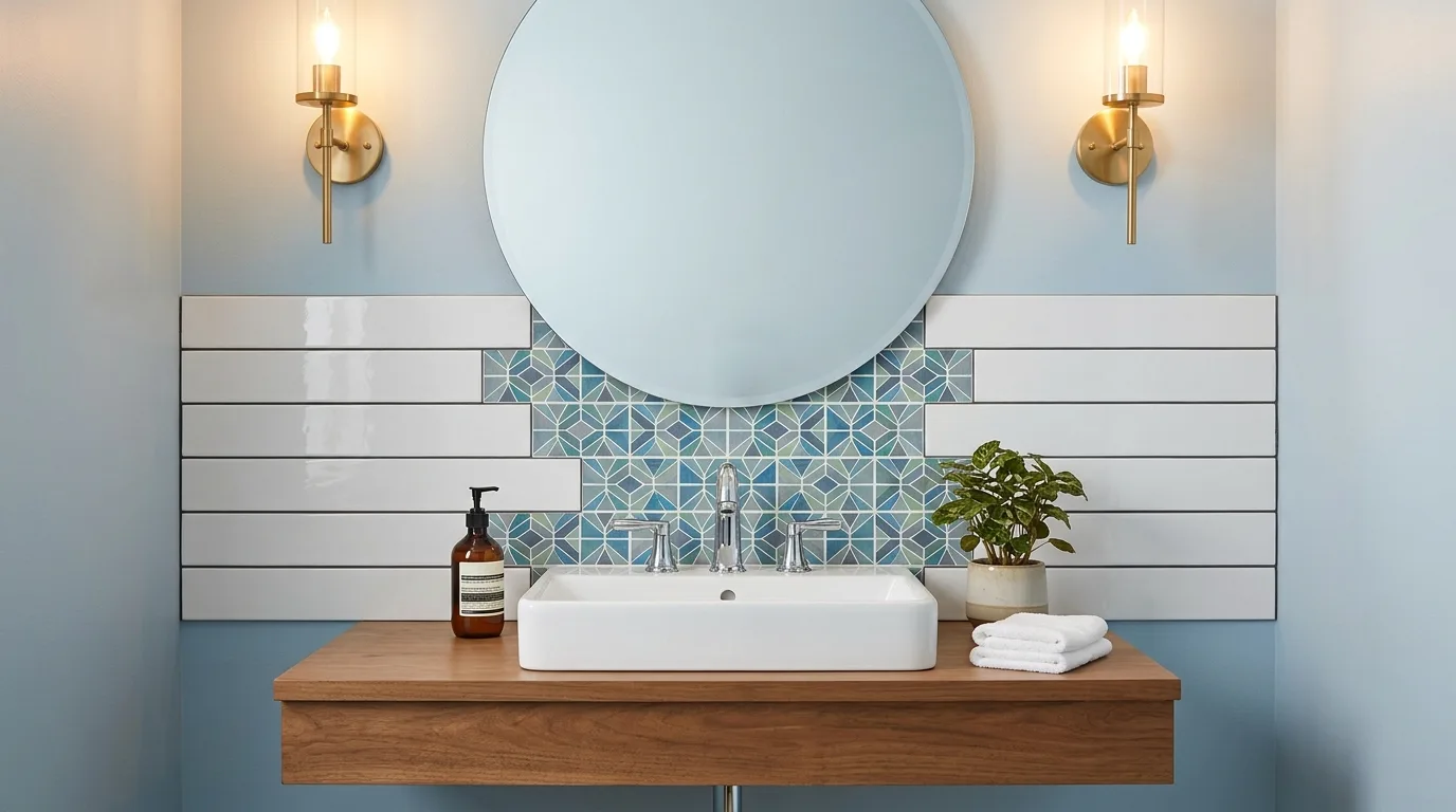 Add a peel-and-stick backsplash for 11 Easy DIY Bathroom Ideas for a Weekend Makeover