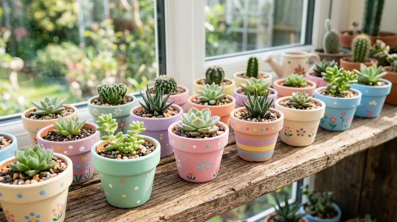 Use mini pots for sweet displays for 13 Adorable DIY Clay Flower Pot Crafts for Garden Lovers
