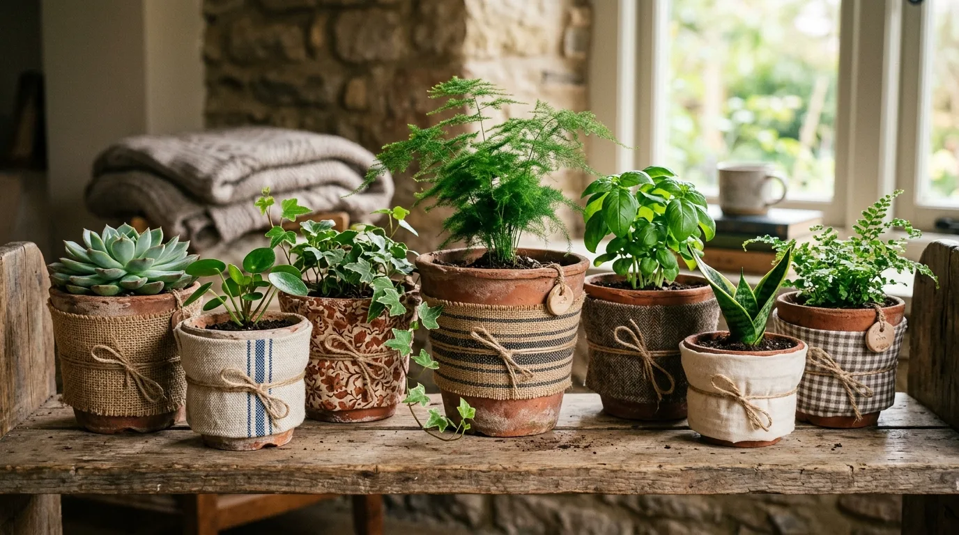 Use fabric wraps for softness for 13 Adorable DIY Clay Flower Pot Crafts for Garden Lovers