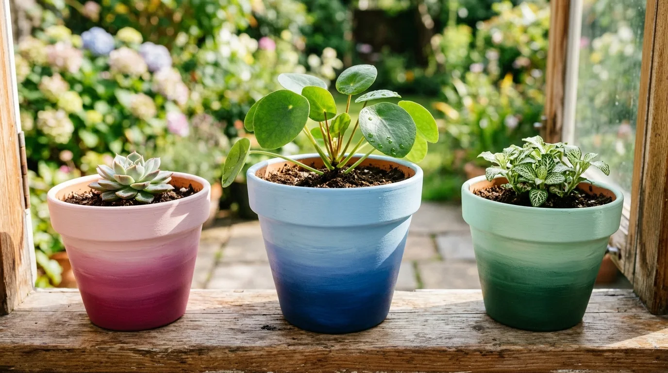 Paint an ombre finish for 13 Adorable DIY Clay Flower Pot Crafts for Garden Lovers