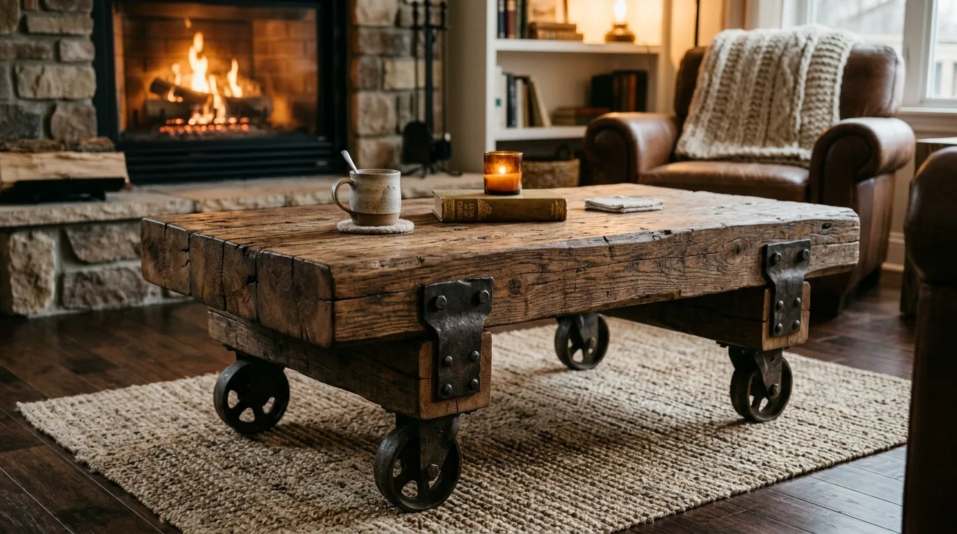 Repurpose beams for rustic weight for 14 Unique DIY Coffee Tables to Build on a Weekend