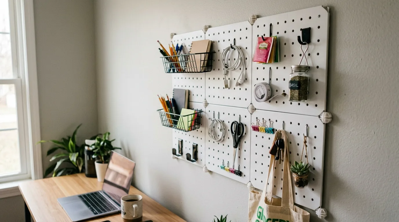 Build a pegboard organizer for 11 Amazing DIY Dollar Tree Storage Solutions for Every Room