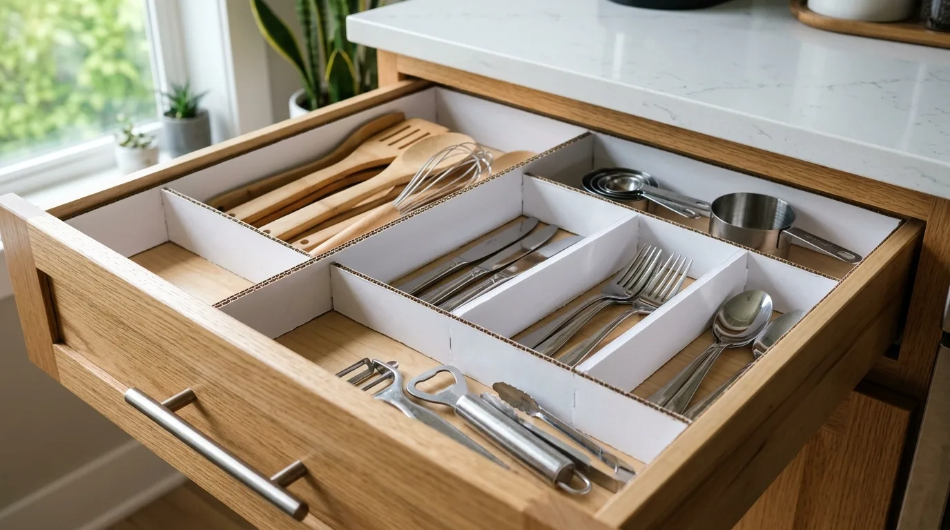 Make custom drawer dividers for 11 Amazing DIY Dollar Tree Storage Solutions for Every Room