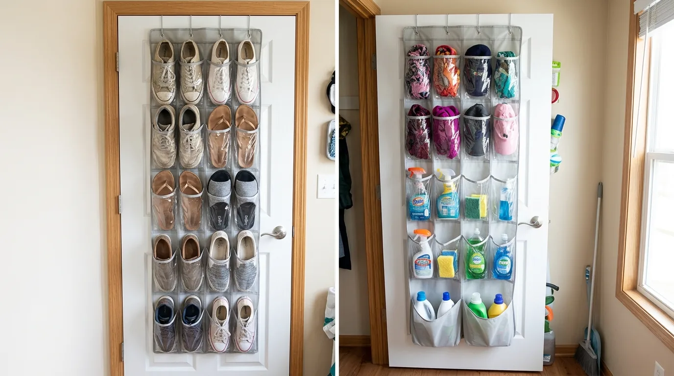 Hang over-the-door storage where space is tight for 11 Amazing DIY Dollar Tree Storage Solutions for Every Room