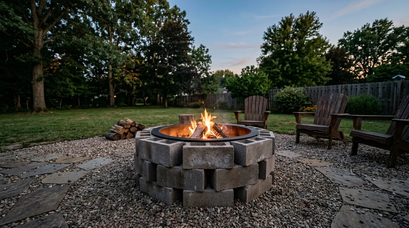 Use cinder blocks for a low-cost first version for 14 Creative DIY Fire Pit Ideas for Backyard S'mores Nights