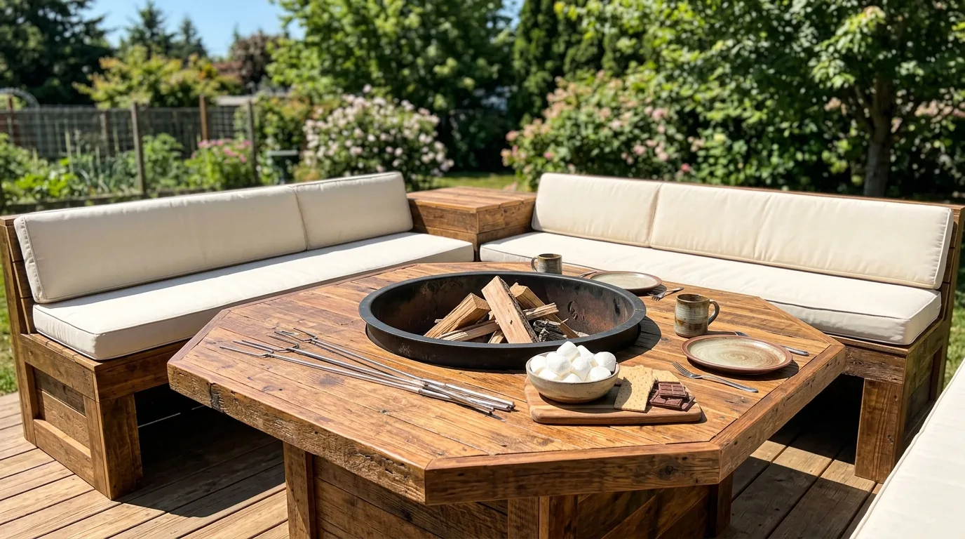 Build a fire pit table for function for 14 Creative DIY Fire Pit Ideas for Backyard S'mores Nights
