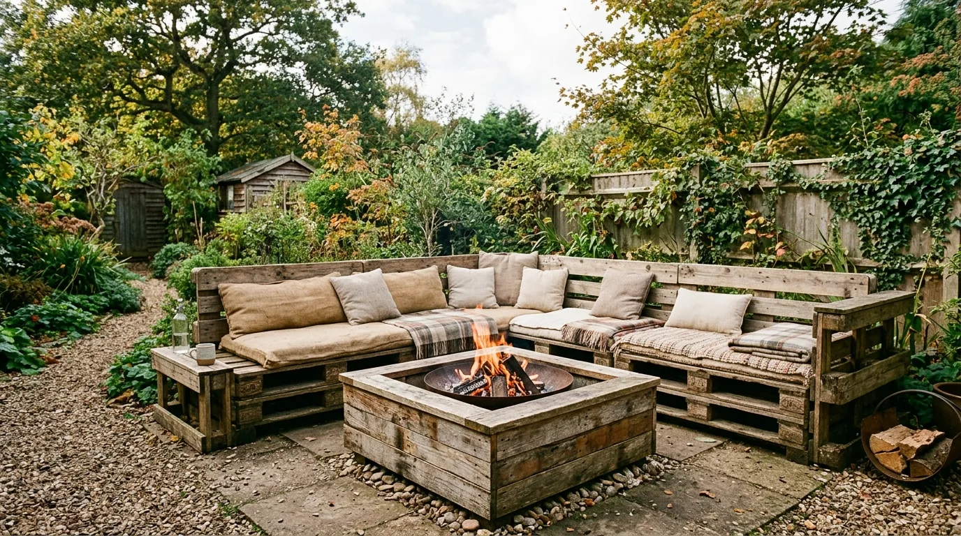Pair the pit with pallet seating for 14 Creative DIY Fire Pit Ideas for Backyard S'mores Nights