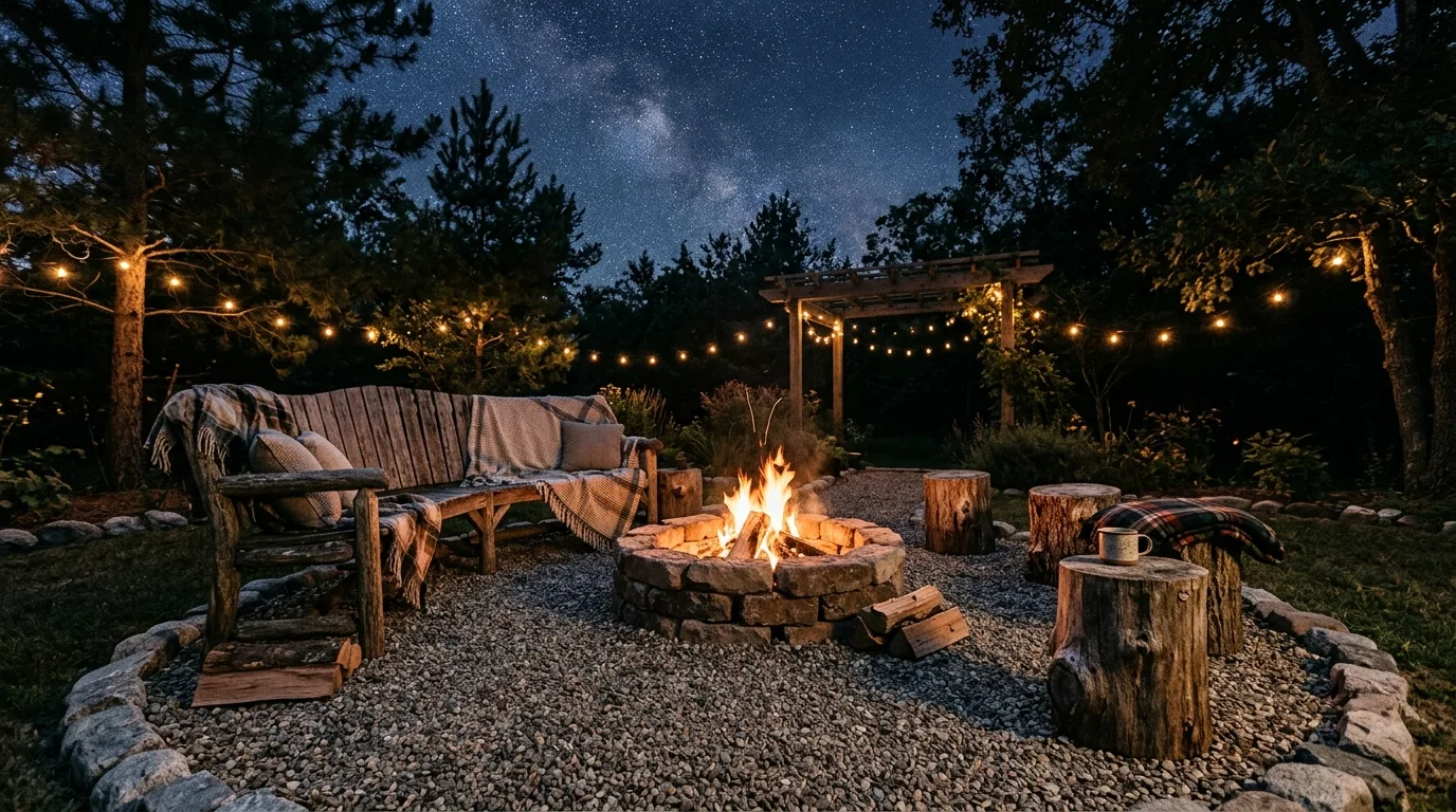 Surround the pit with a real sitting zone for 14 Creative DIY Fire Pit Ideas for Backyard S'mores Nights