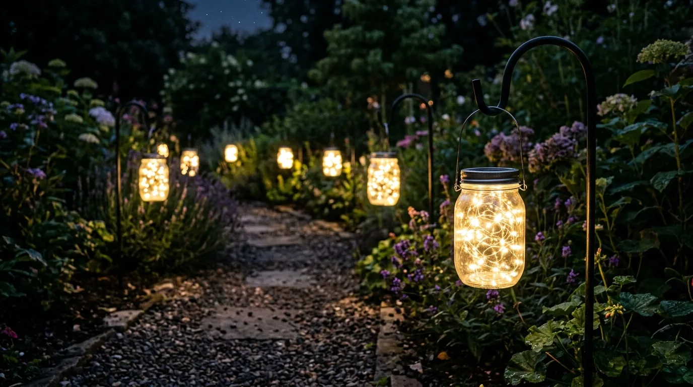 Hang globes or decorative lanterns for 13 Bright DIY Garden Lighting Ideas to Glow Up Your Yard