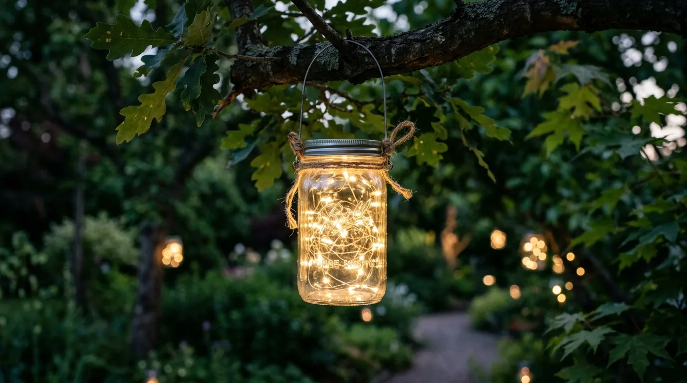 Hang mason jar lanterns for 13 Bright DIY Garden Lighting Ideas to Glow Up Your Yard