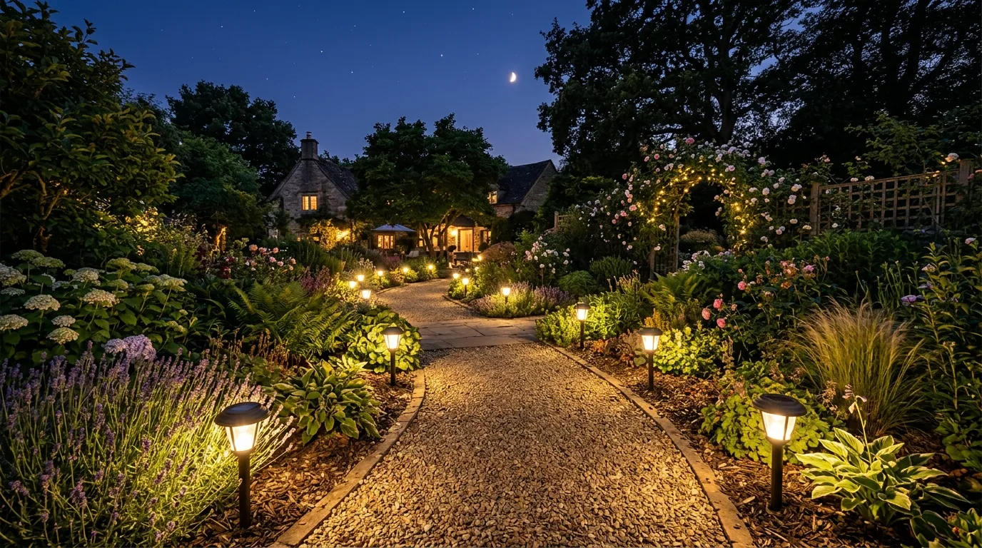 Line pathways with solar lights for 13 Bright DIY Garden Lighting Ideas to Glow Up Your Yard