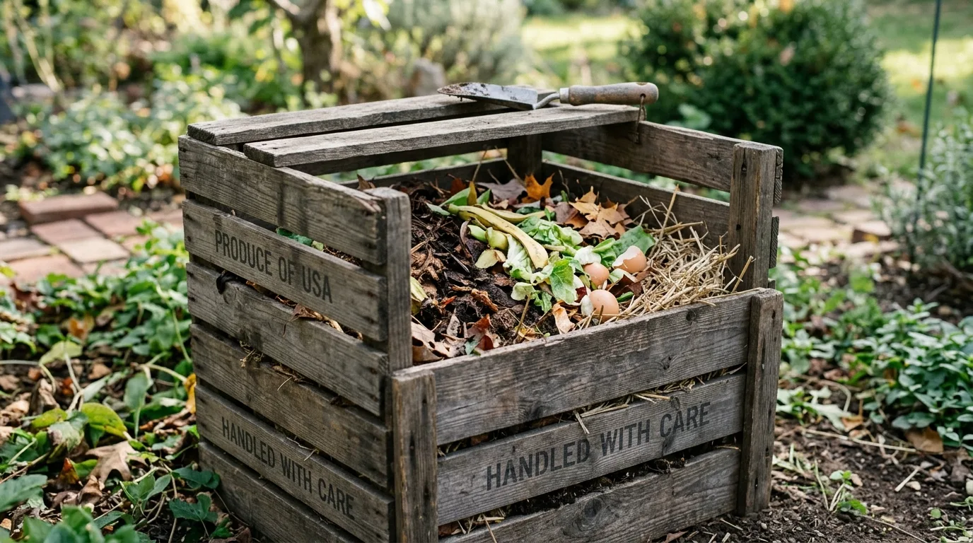 Use crates for a simple compost station for 14 Fun DIY Garden Projects to Tackle This Weekend