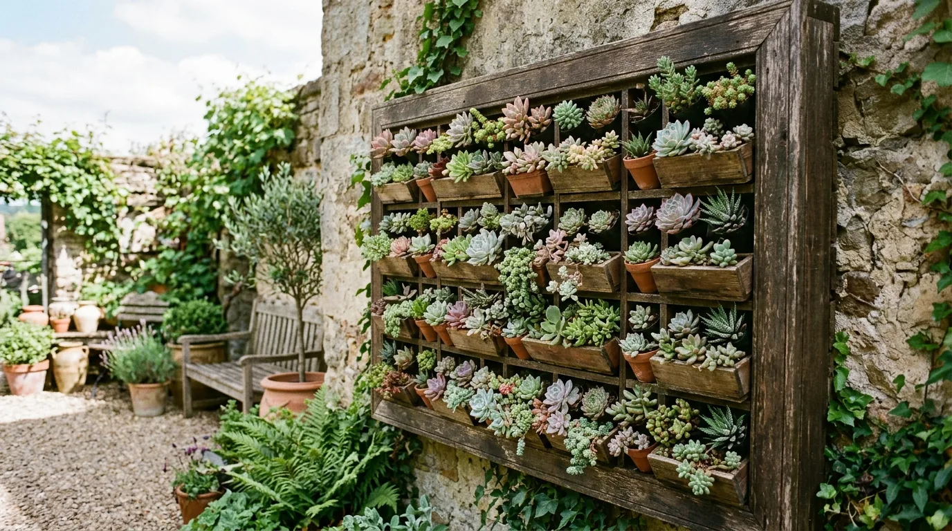 Create a succulent wall display for 14 Fun DIY Garden Projects to Tackle This Weekend