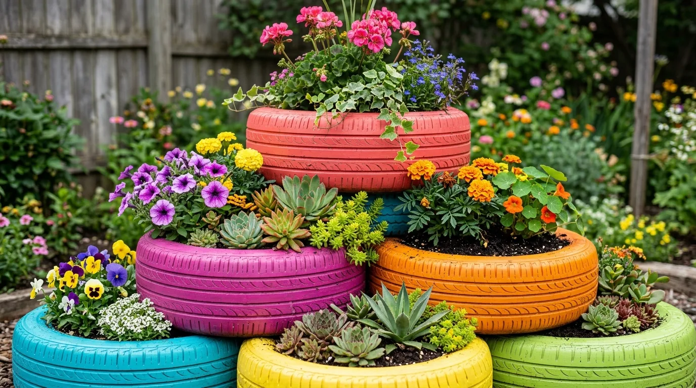 Repurpose tires into planters for 14 Fun DIY Garden Projects to Tackle This Weekend