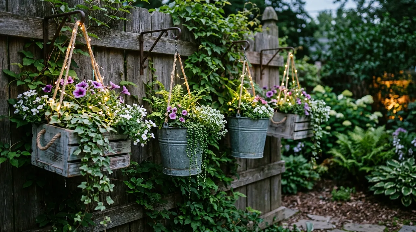 Hang planters from crates or buckets for 14 Fun DIY Garden Projects to Tackle This Weekend