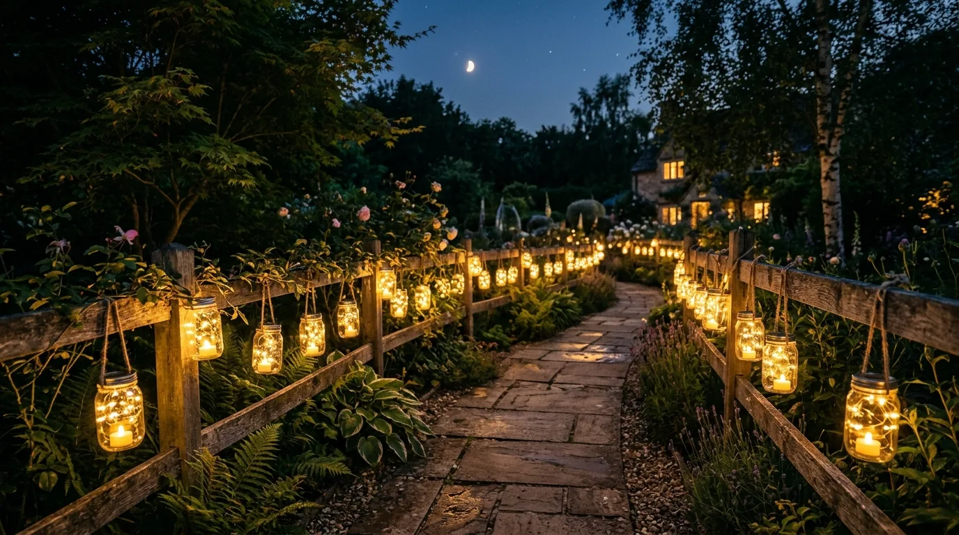 Hang lanterns or glowing jars for 14 Fun DIY Garden Projects to Tackle This Weekend
