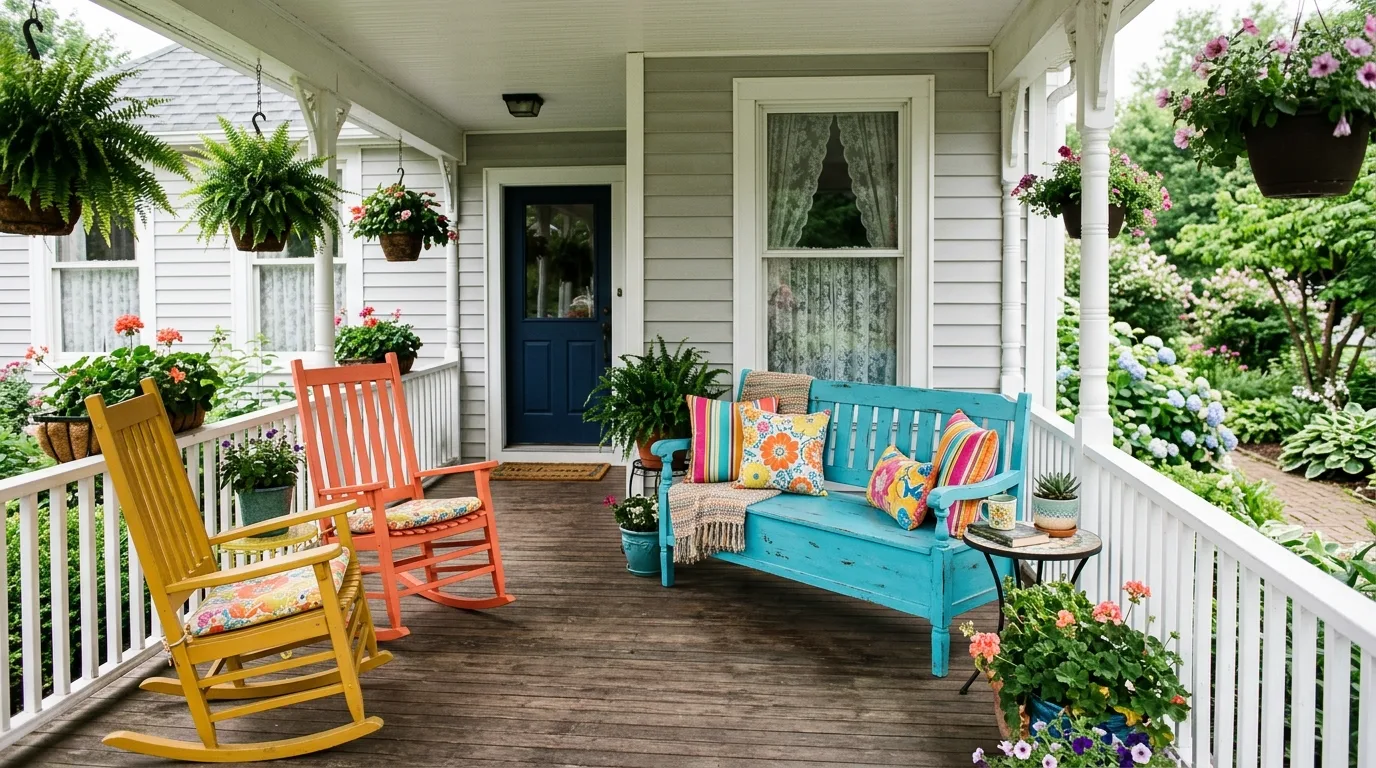 Refresh old seating with paint for 10 Easy DIY Porch Patio Decor Ideas for Instant Curb Appeal