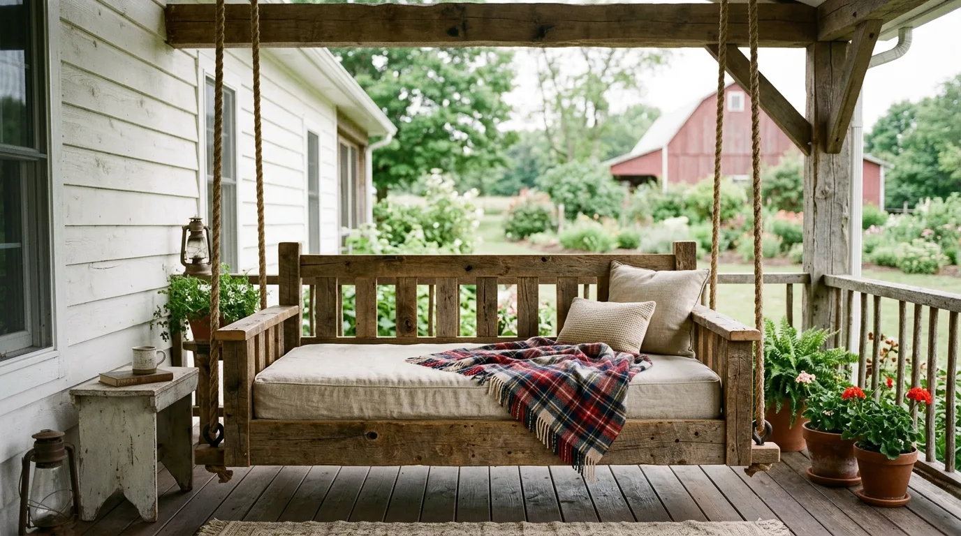 Keep it classic with white and pale tones for 11 Dreamy DIY Porch Swing Bed Ideas for Ultimate Relaxation