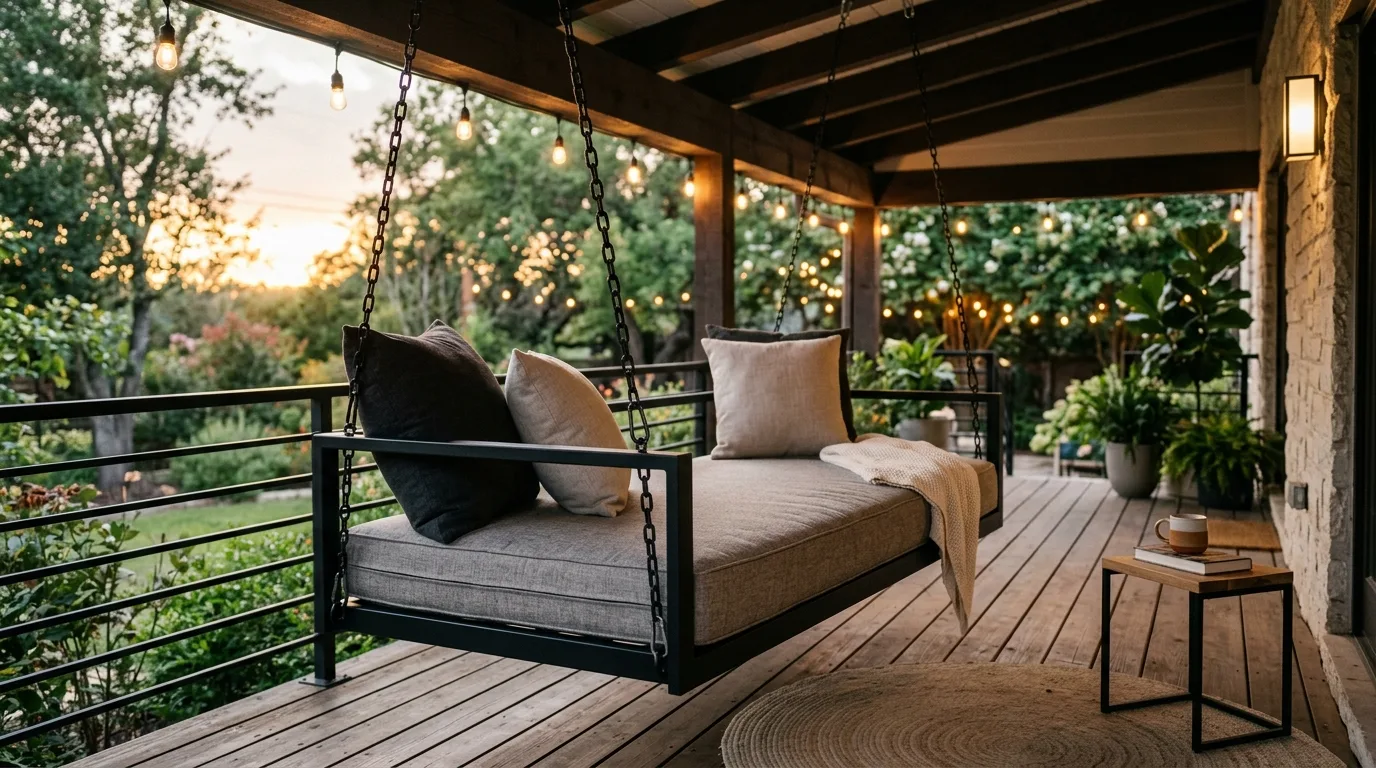 Lean farmhouse with reclaimed wood for 11 Dreamy DIY Porch Swing Bed Ideas for Ultimate Relaxation