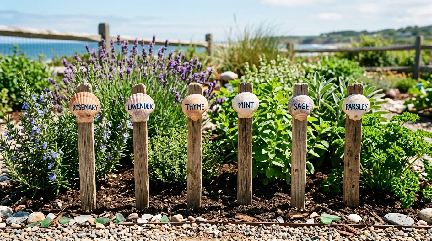 Use shells as garden markers for 14 Beautiful DIY Shell Projects for Coastal Home Decor