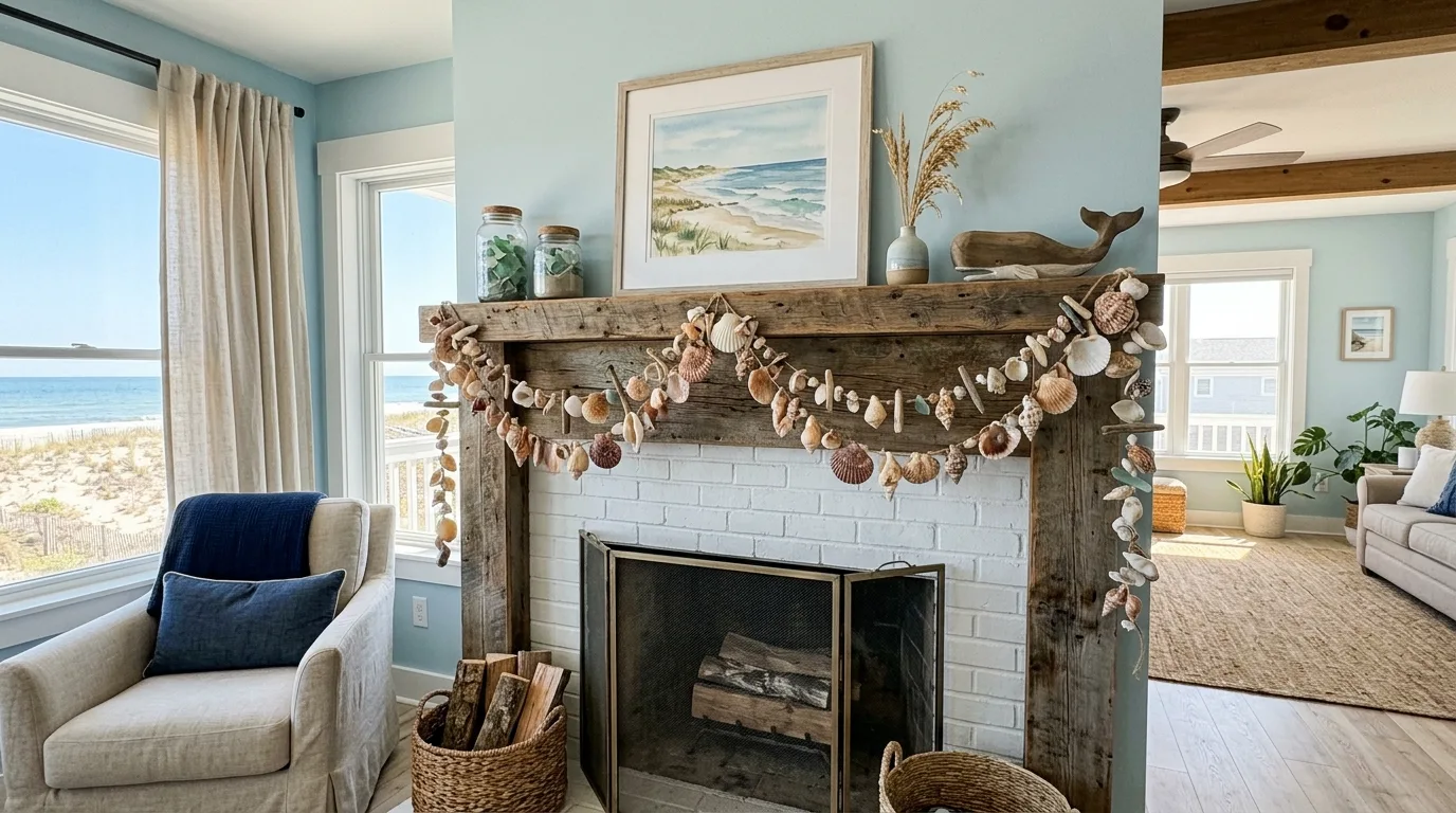 Make a shell garland for 14 Beautiful DIY Shell Projects for Coastal Home Decor