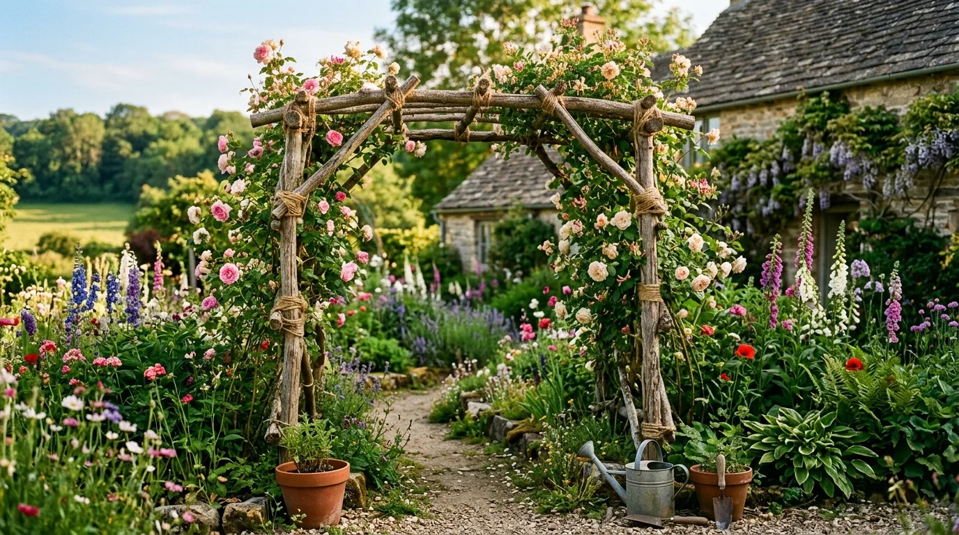 Use branches for a natural structure for 13 Easy DIY Trellis Ideas and Designs for Climbing Plants
