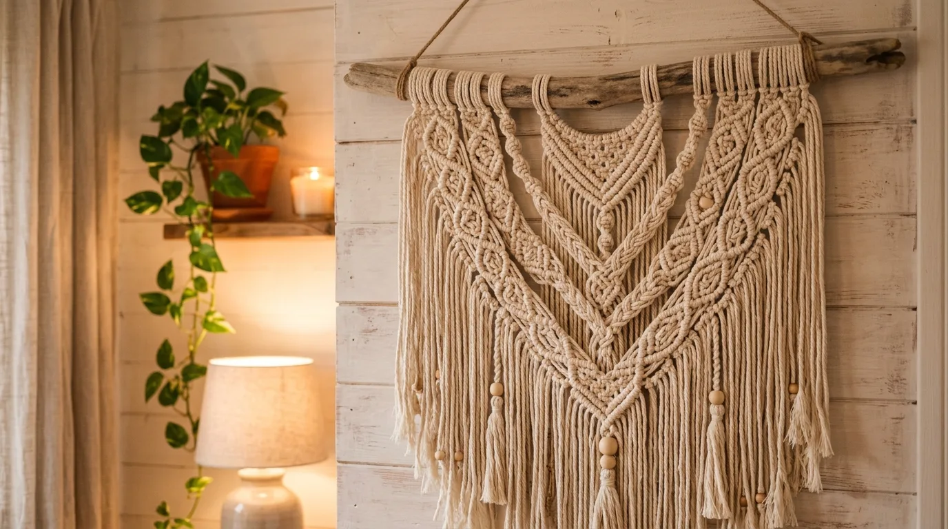 Hang macrame for softness for 12 Creative DIY Wall Art Ideas to Personalize Your Home
