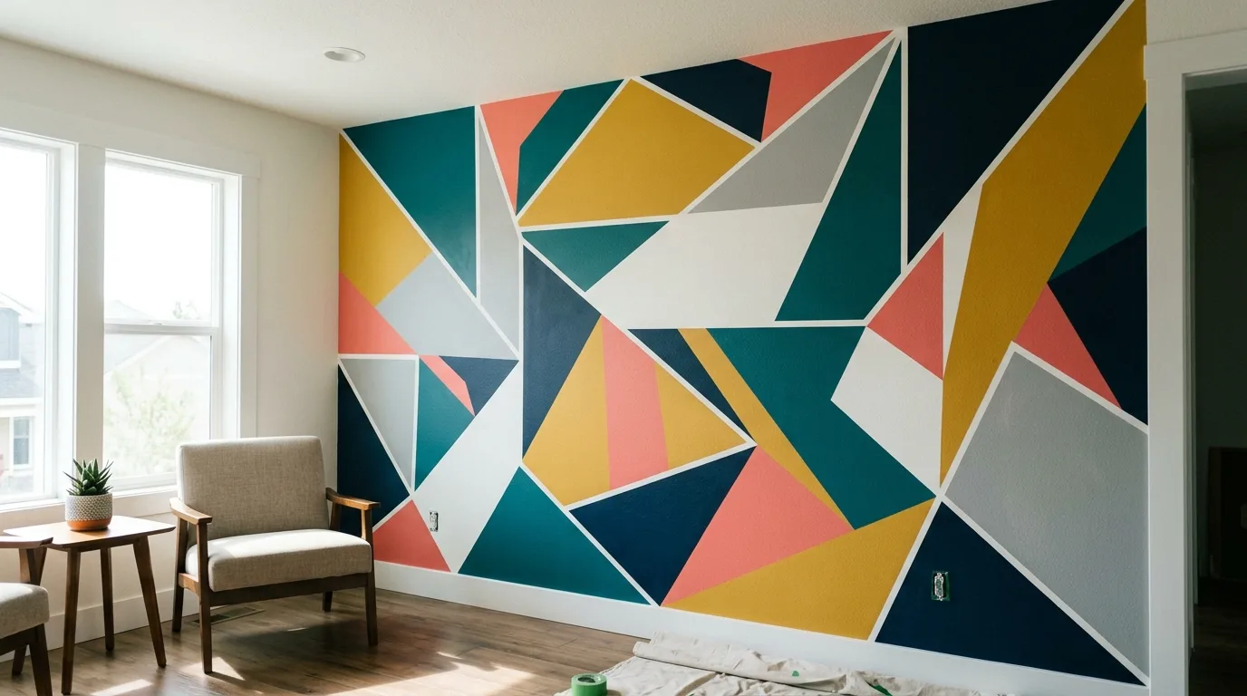 Try geometric painted wall art for 12 Creative DIY Wall Art Ideas to Personalize Your Home