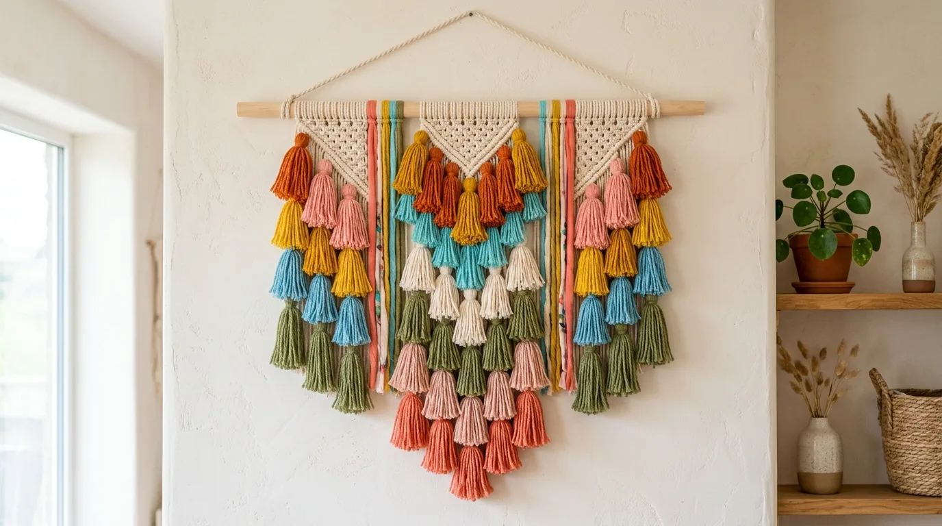 Play with tassels for color and rhythm for 11 Stylish DIY Wall Hanging Ideas for a Boho Touch