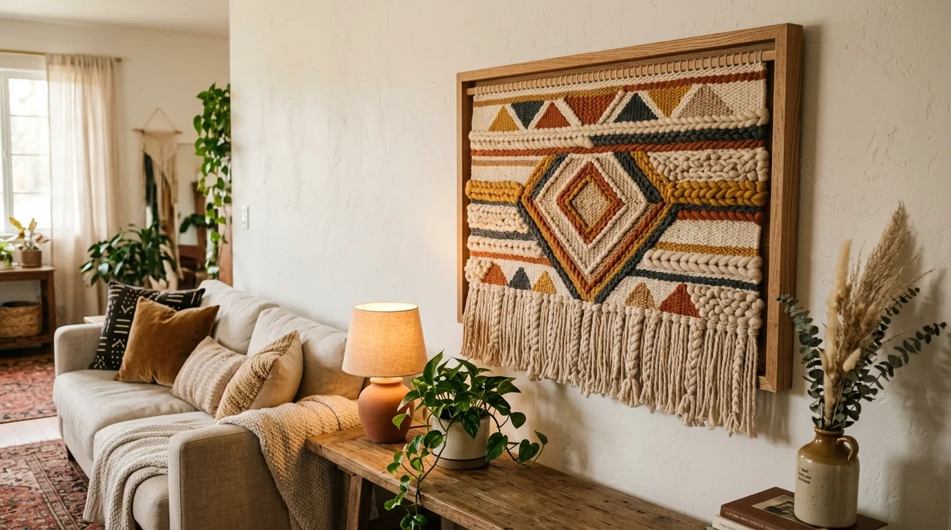 Frame woven fiber art for 11 Stylish DIY Wall Hanging Ideas for a Boho Touch