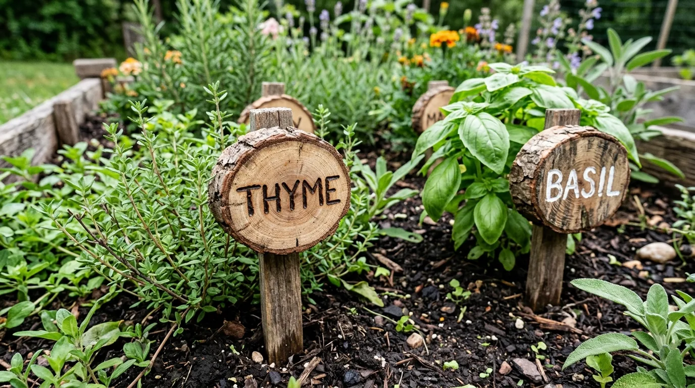 Use smaller slices as garden markers for 10 Rustic DIY Wood Log Ideas for Cabin and Cottage Decor
