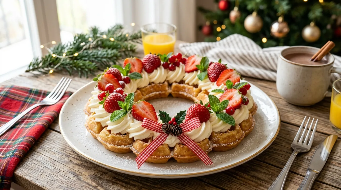 Make a pancake or waffle board for 10 Easy Christmas Breakfast Ideas for a Festive Morning