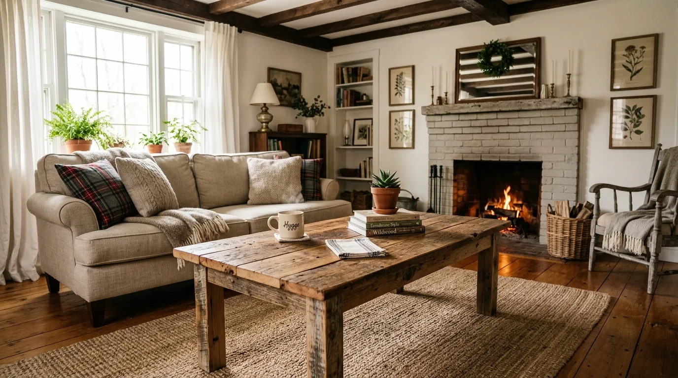 Make a coffee table with visible grain for 10 Easy DIY Rustic Decor Ideas Using Reclaimed Wood