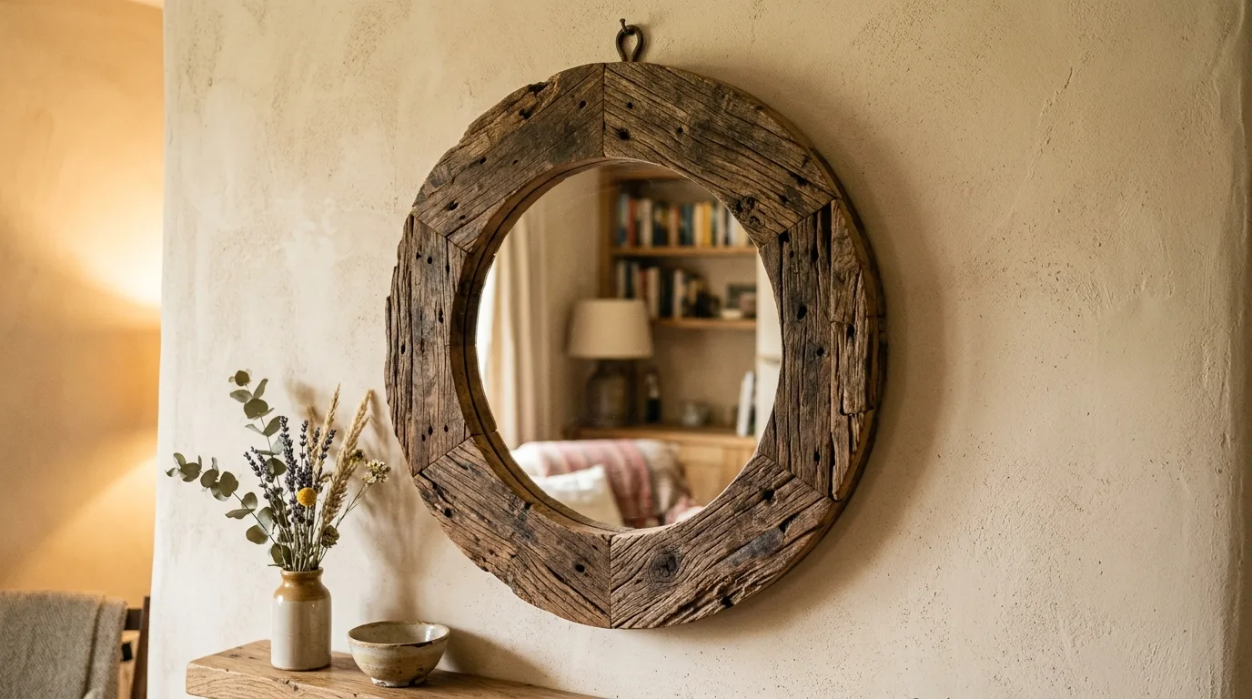 Frame a mirror with weathered planks for 10 Easy DIY Rustic Decor Ideas Using Reclaimed Wood