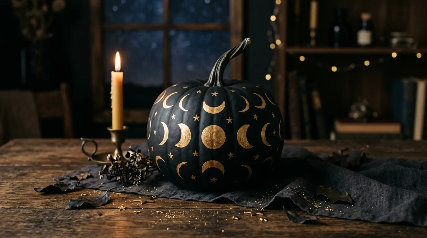 Create a black cat or ghost face for 12 Easy Pumpkin Painting Ideas for Cute No-Carve Halloween Decor